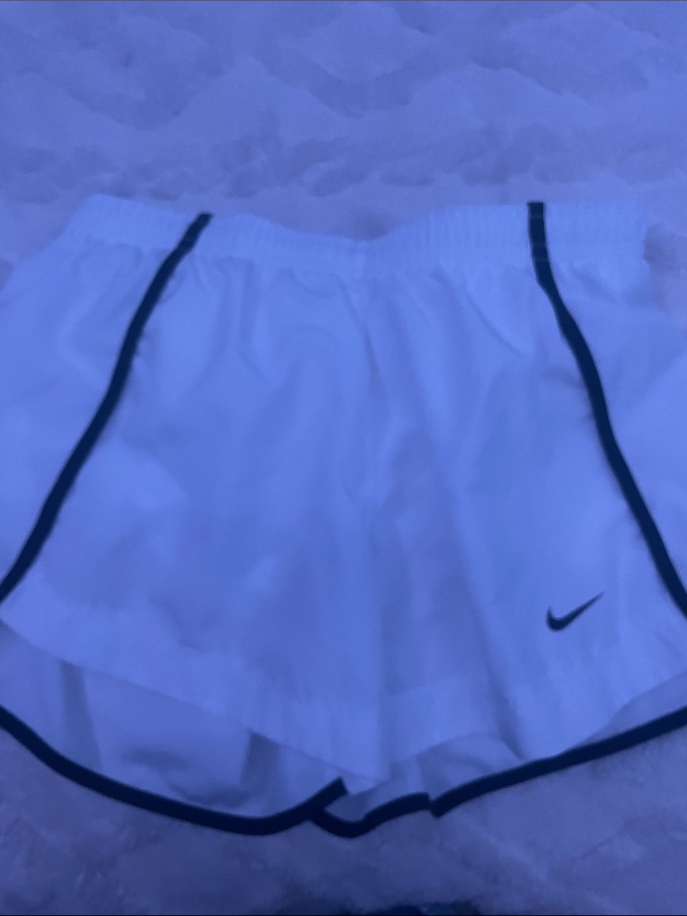 Nike White Athletic Shorts with Black Piping